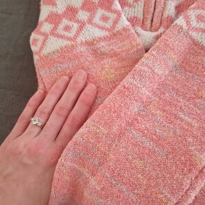 No Boundaries Coral and White Patterned Cardigan